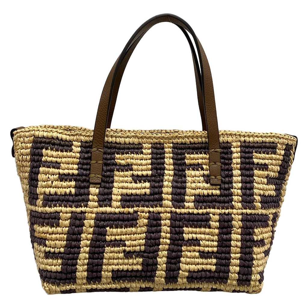 Fendi Handbag Roll Mini Zucca Pattern Beige Dark Brown Leather — view 3