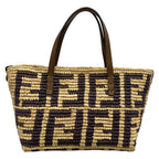 Fendi Handbag Roll Mini Zucca Pattern Beige Dark Brown Leather — view 3