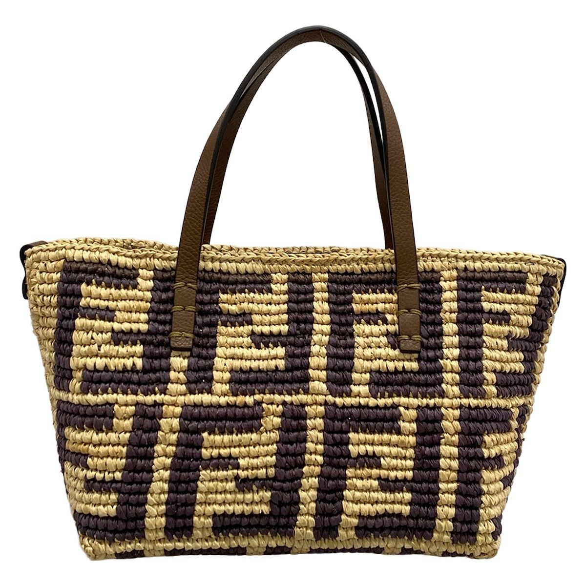 Fendi Handbag Roll Mini Zucca Pattern Beige Dark Brown Leather — view 3