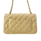 Chanel Shoulder Bag Mini Quilted Beige Matte Togo Chain Lambskin — view 3