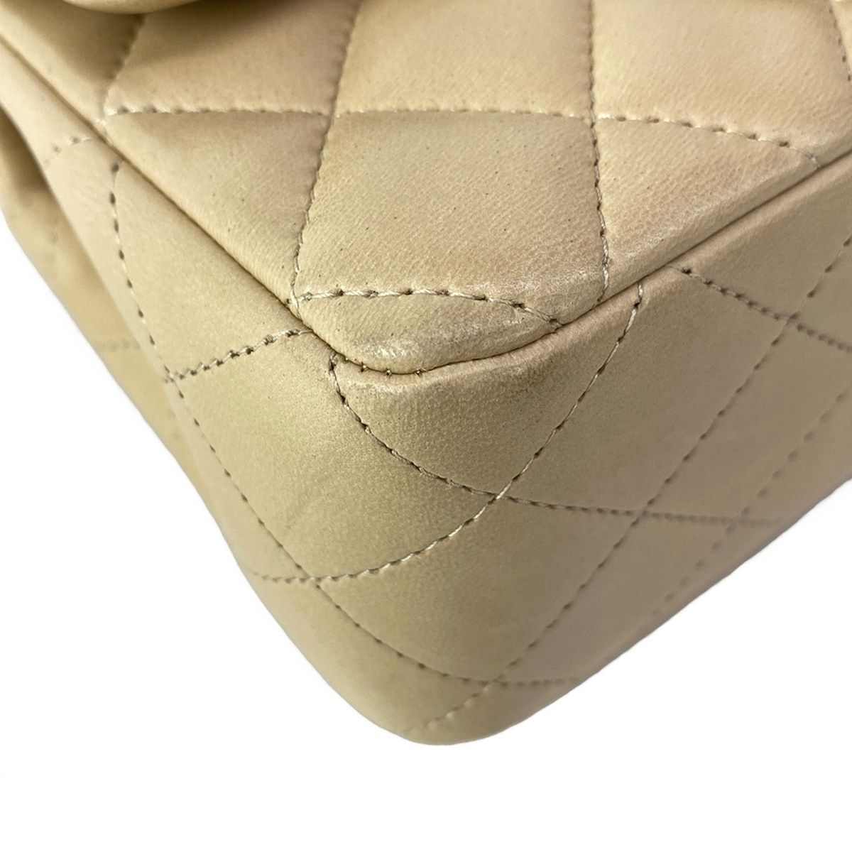 Chanel Shoulder Bag Mini Quilted Beige Matte Togo Chain Lambskin — view 6