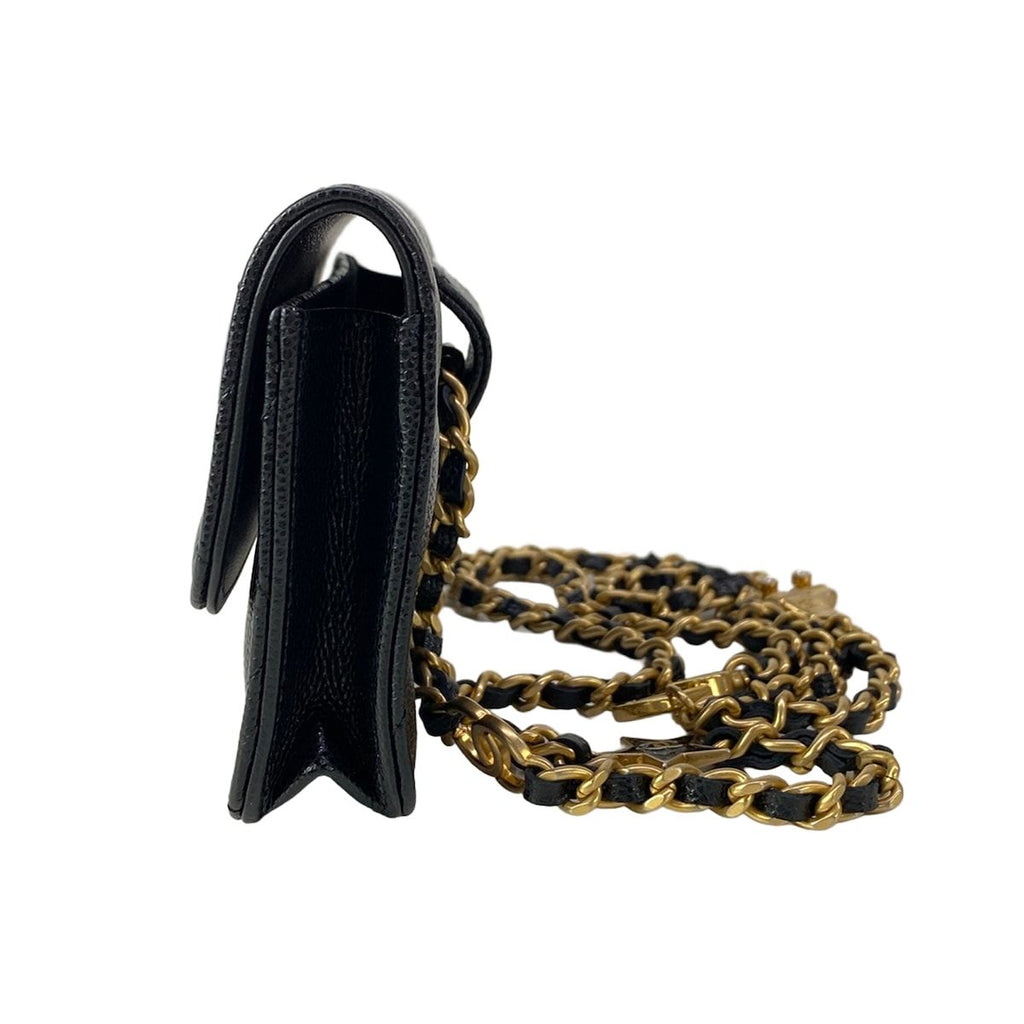 Chanel Waist Pouch Quilted Black Mini Bag Chain Belt Matt Togo — view 4