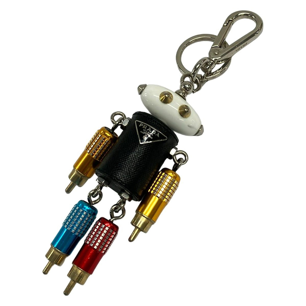Prada Key Holder White Black Multi Robot