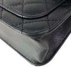 Chanel Shoulder Bag Quilted Black Metal Chain Double Pocket Matte Togo — view 7