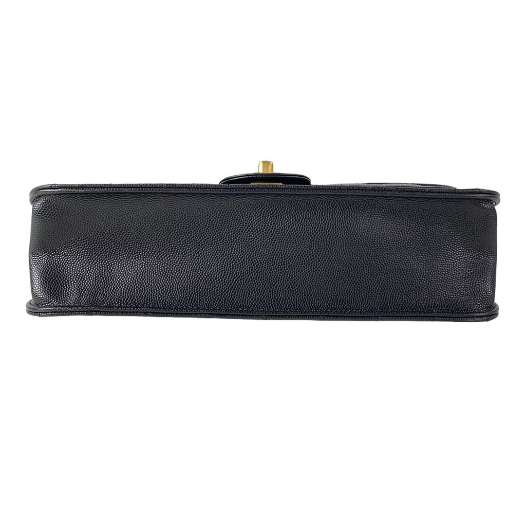 Chanel Shoulder Bag Quilted Black Metal Chain Double Pocket Matte Togo — view 5