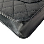 Chanel Shoulder Bag Quilted Black Metal Chain Double Pocket Matte Togo — view 8