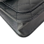 Chanel Shoulder Bag Quilted Black Metal Chain Double Pocket Matte Togo — view 6