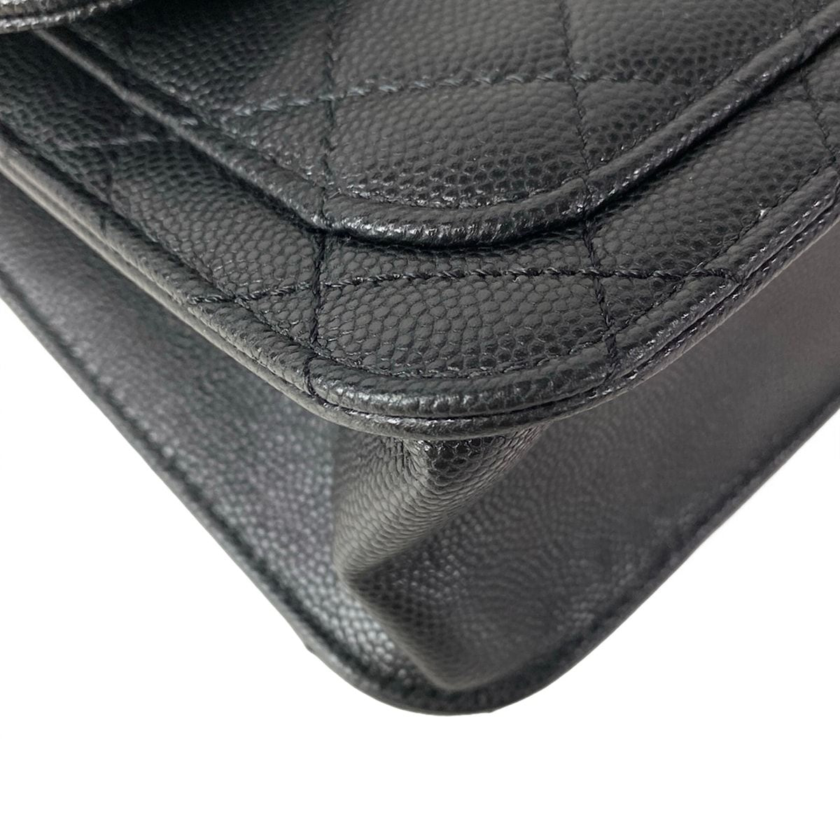 Chanel Shoulder Bag Quilted Black Metal Chain Double Pocket Matte Togo — view 6