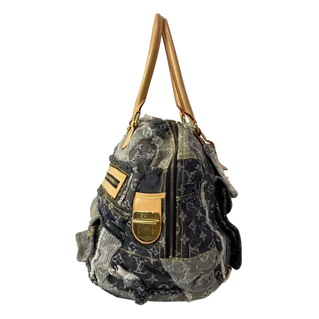 Louis Vuitton Shoulder Bag Monogram Denim Patchwork Bowie Black — view 2