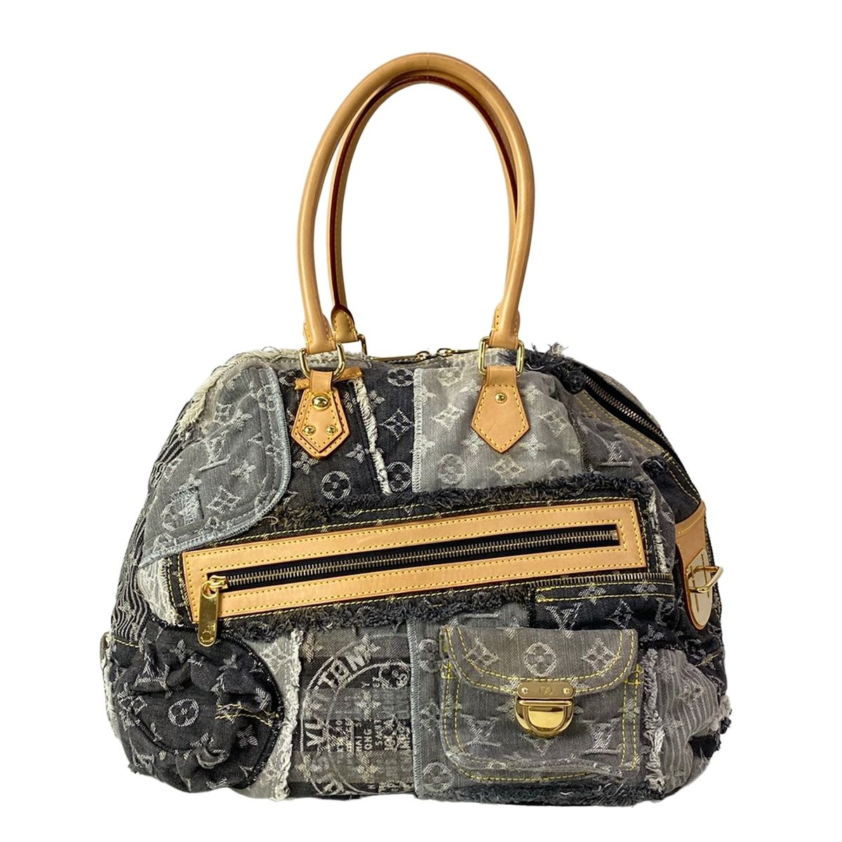 Louis Vuitton Shoulder Bag Monogram Denim Patchwork Bowie Black — view 3