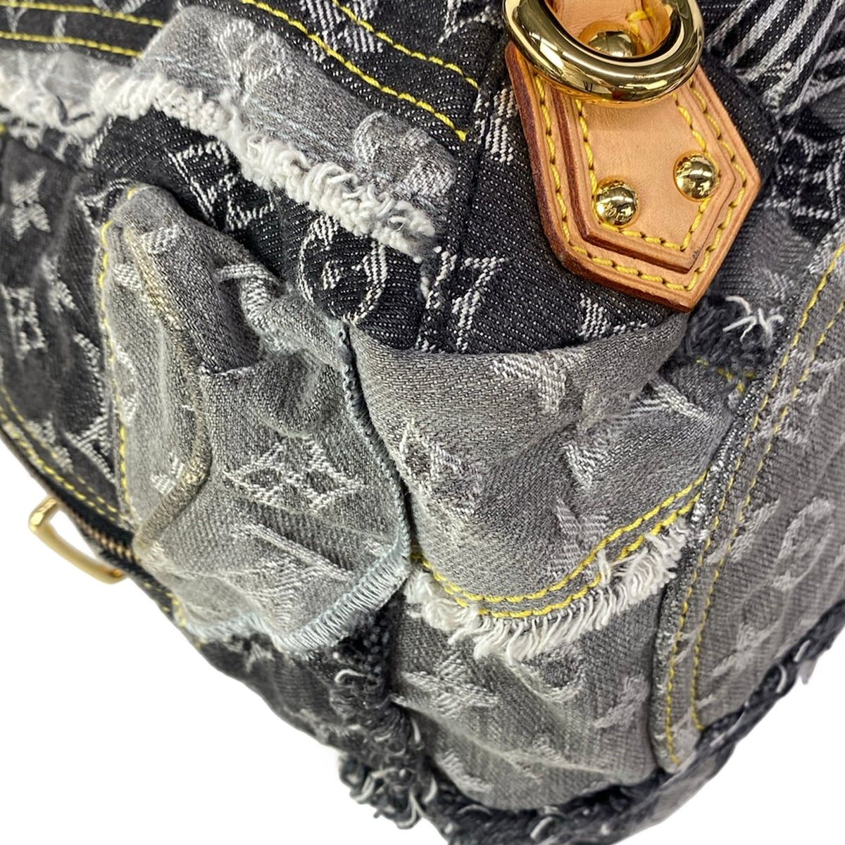 Louis Vuitton Shoulder Bag Monogram Denim Patchwork Bowie Black — view 6