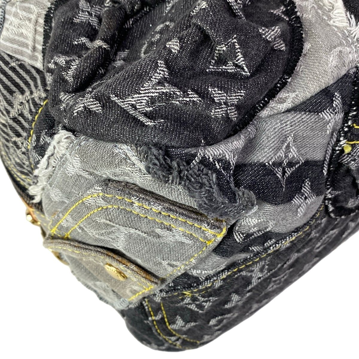 Louis Vuitton Shoulder Bag Monogram Denim Patchwork Bowie Black — view 8