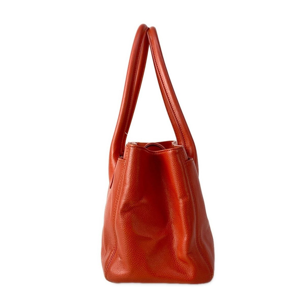 Chanel Tote Executive Line Orange Silver Leather — view 2