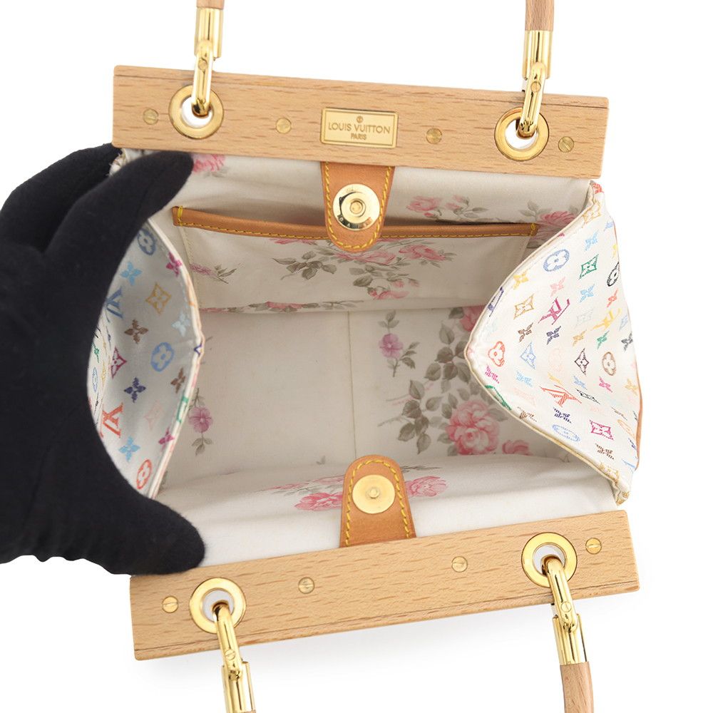 Louis Vuitton Handbag Monogram Multicolor Satin Abelia Bag White — view 5