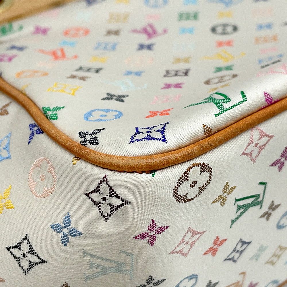 Louis Vuitton Handbag Monogram Multicolor Satin Abelia Bag White — view 7