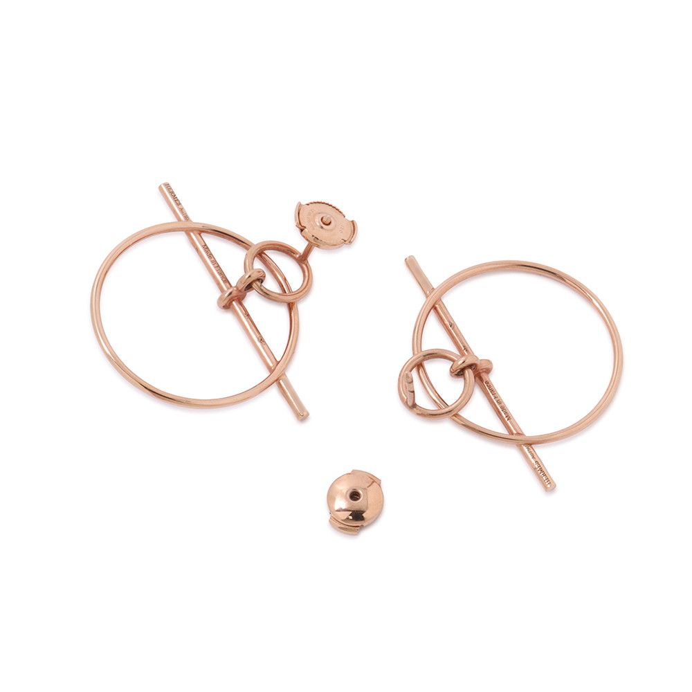 Hermes Earrings Loop Echappee PM 18k Pink Gold — view 3