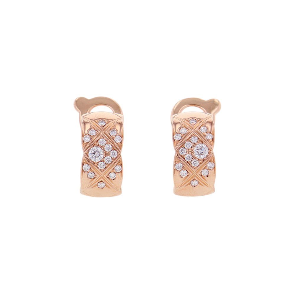 Chanel Earrings Coco Crush Collection Diamond Total 18k Pink Gold