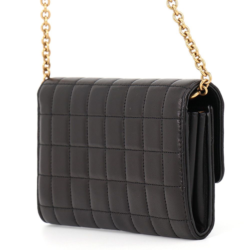Saint Laurent Paris Chain Wallet le Maillon Lambskin Black Shoulder — view 2