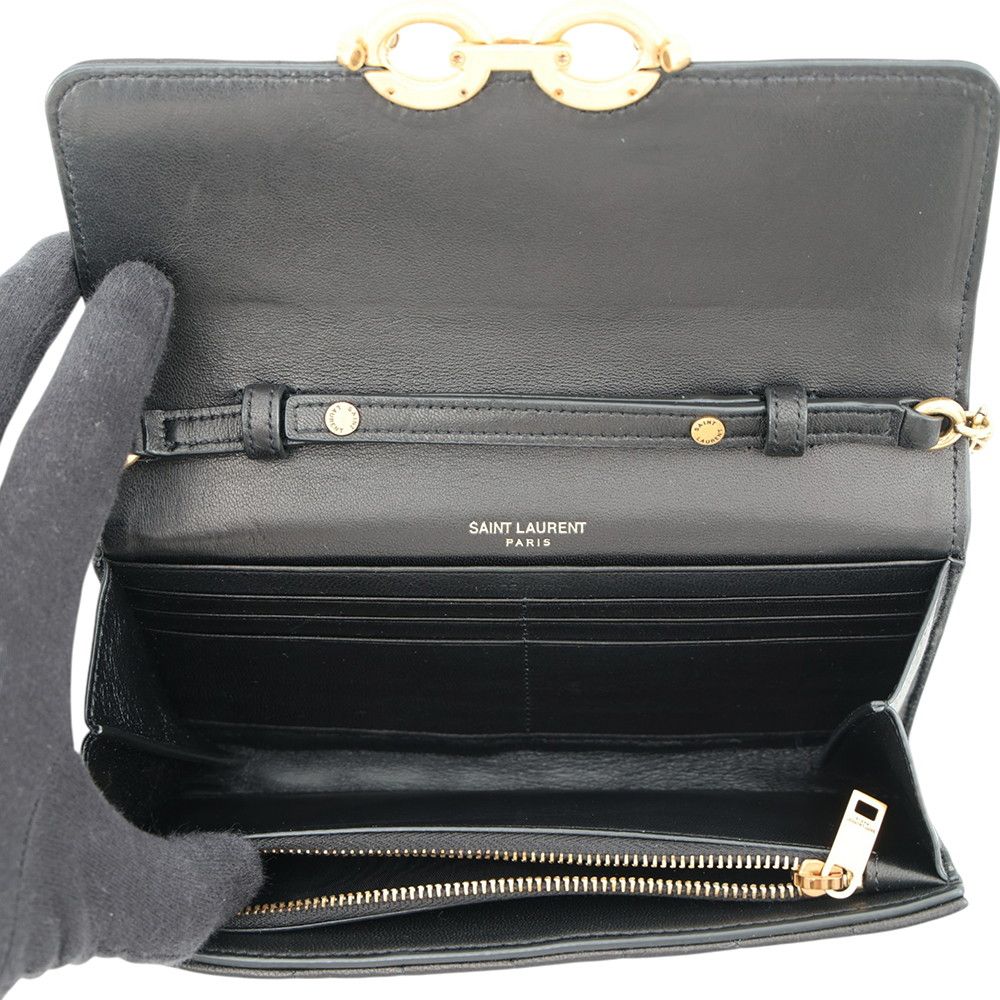 Saint Laurent Paris Chain Wallet le Maillon Lambskin Black Shoulder — view 6