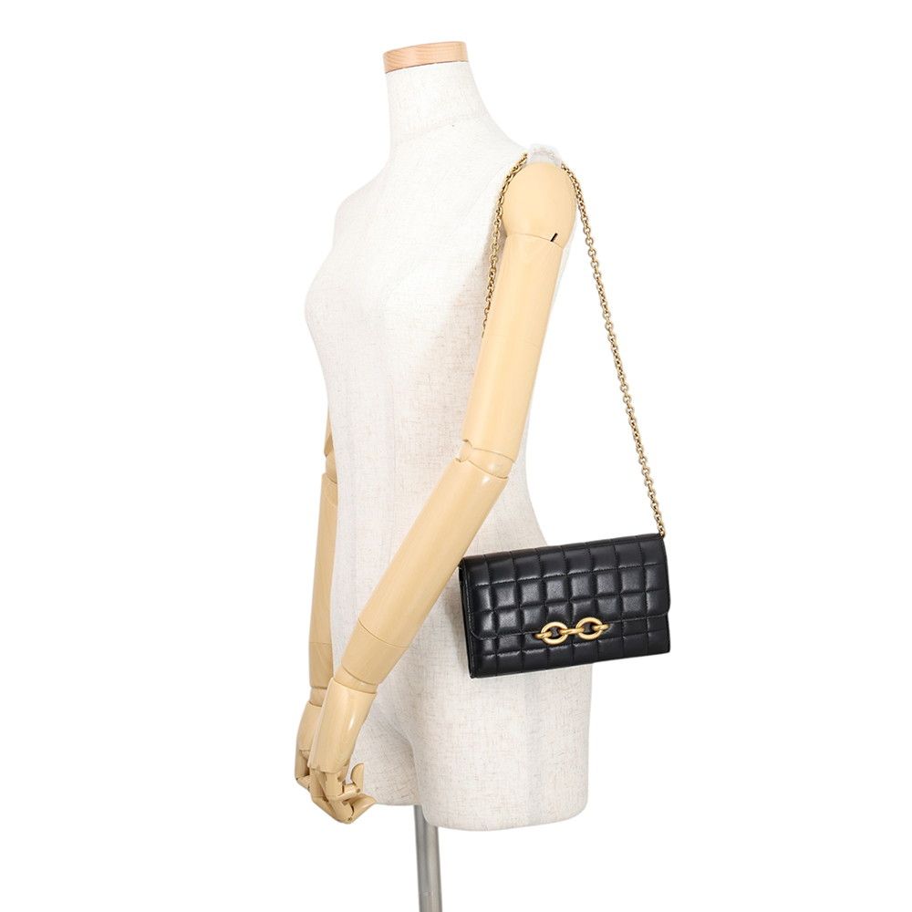 Saint Laurent Paris Chain Wallet le Maillon Lambskin Black Shoulder — view 4