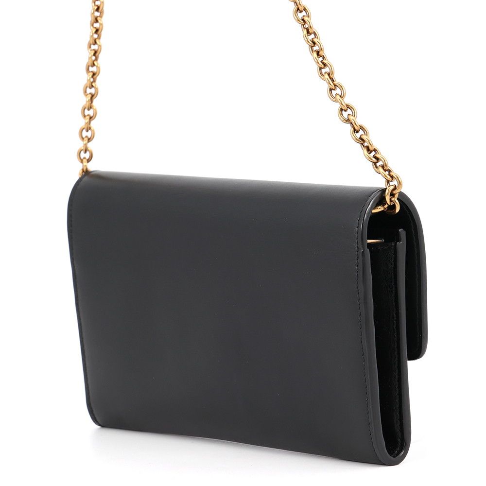 Saint Laurent Paris Chain Shoulder Wallet Maillon Calfskin Black — view 2