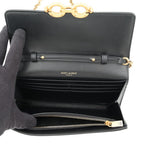 Saint Laurent Paris Chain Shoulder Wallet Maillon Calfskin Black — view 6