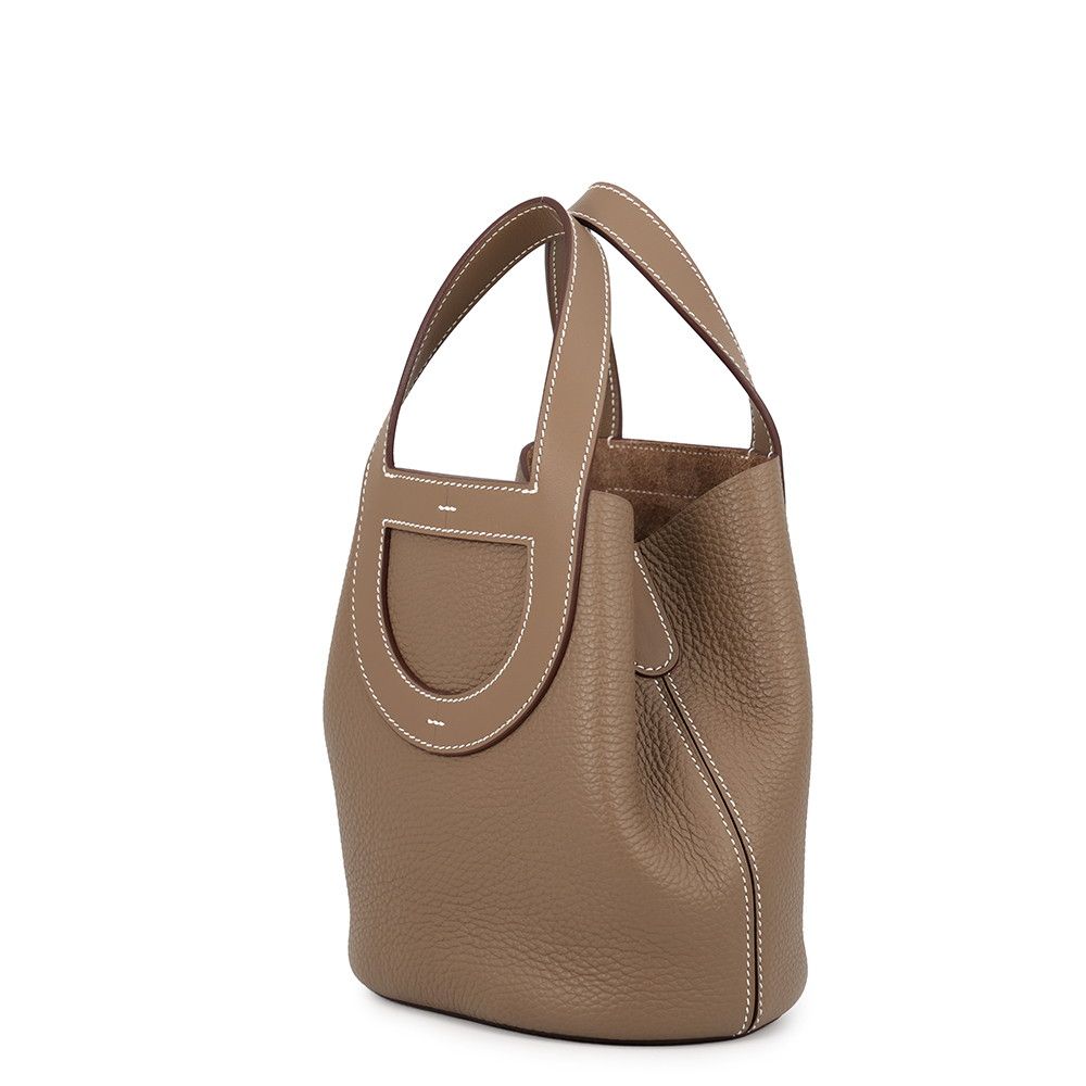 Hermes Tote in the Loop 18 Etoupe Gold Taurillon Clemence Swift — view 2
