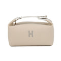 Hermes Pouch Brid Black PM Beige Silver Canvas Case