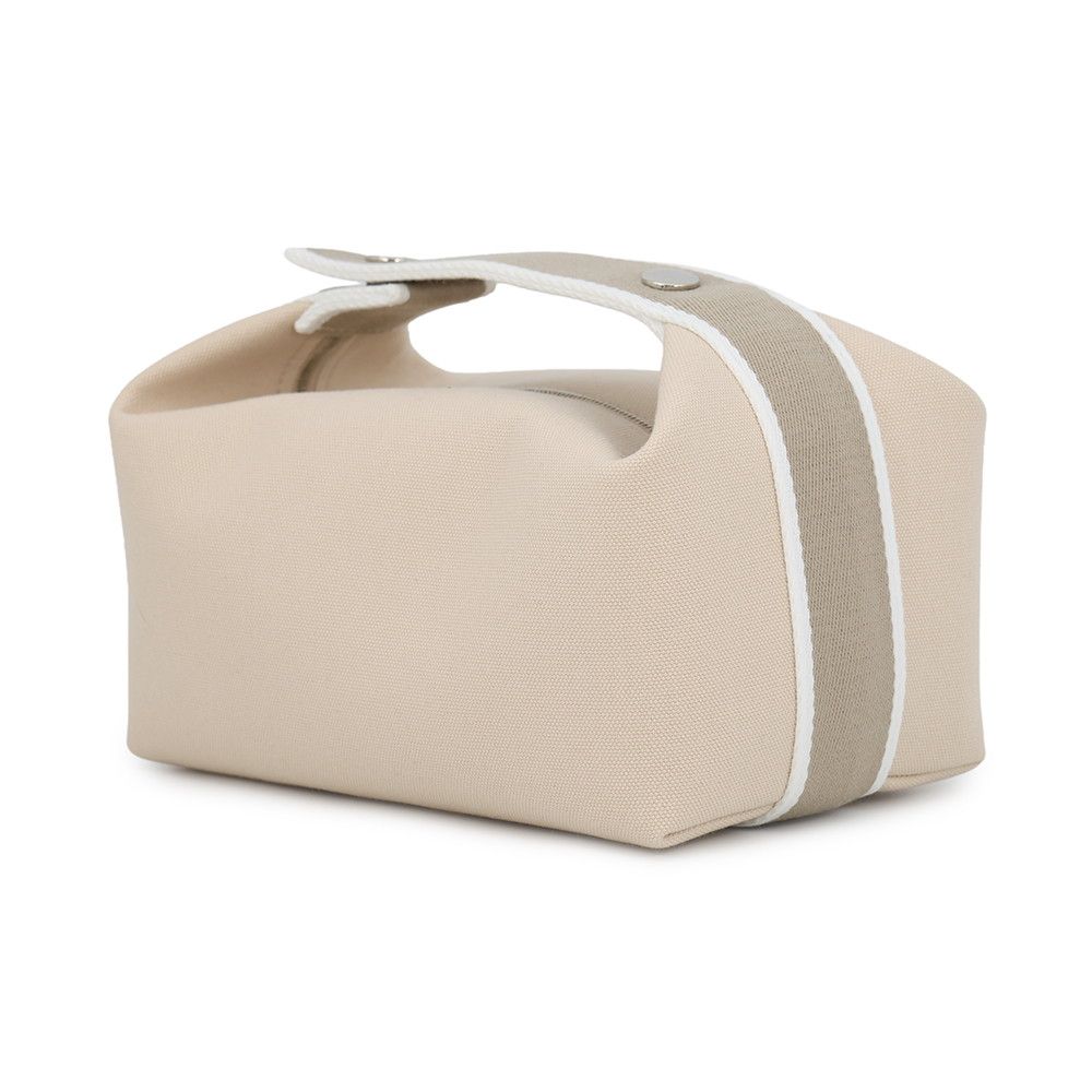 Hermes Pouch Brid Black PM Beige Silver Canvas Case — view 2