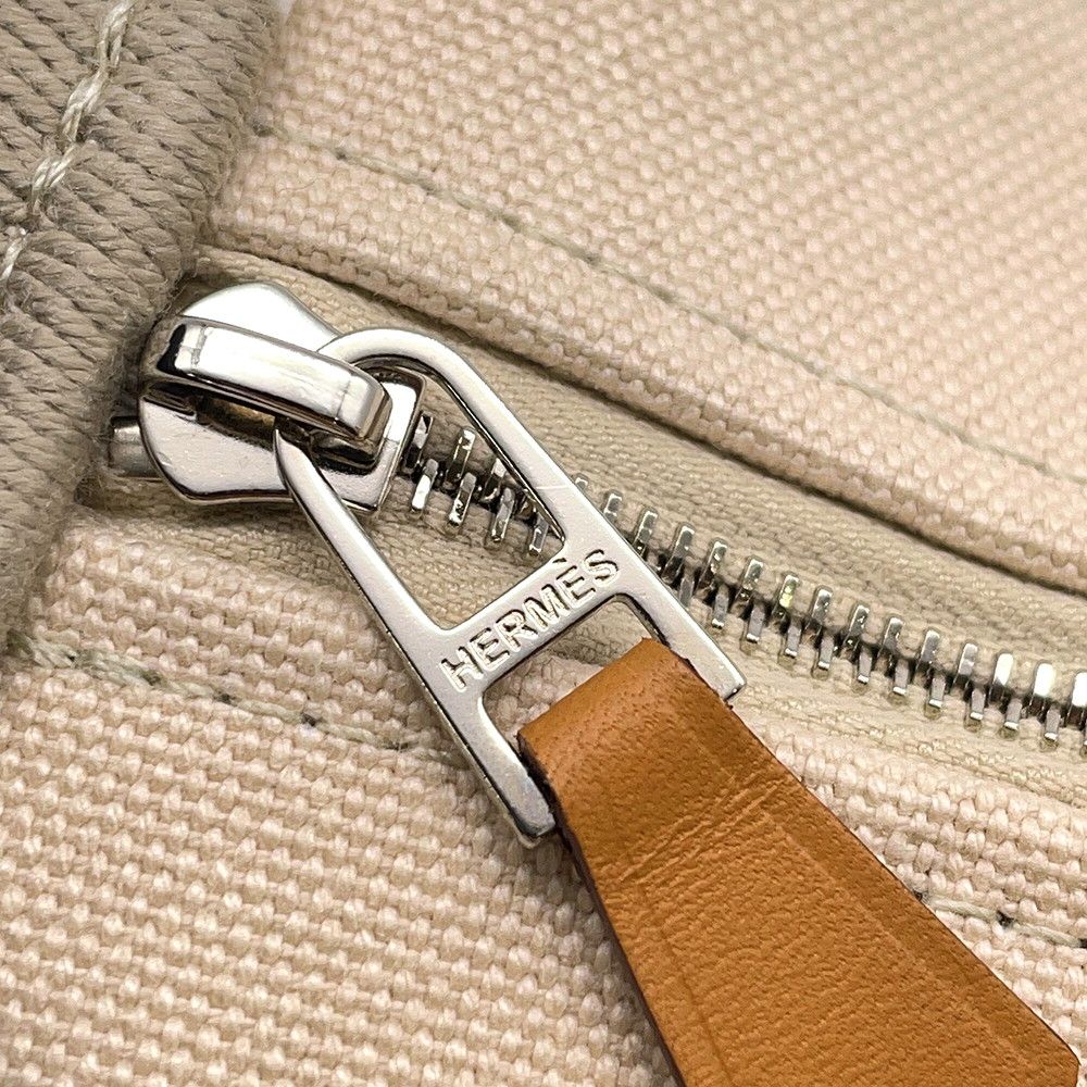 Hermes Pouch Brid Black PM Beige Silver Canvas Case — view 8