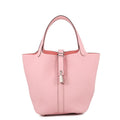 Hermes Handbag Picotin Lock PM Rose Sakura Silver Taurillon Clemence Tote