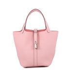 Hermes Handbag Picotin Lock PM Rose Sakura Silver Taurillon Clemence Tote