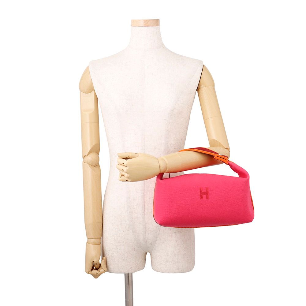 Hermes Handbag Bride-a-Brac GM Hibiscus Silver Canvas Pouch — view 4