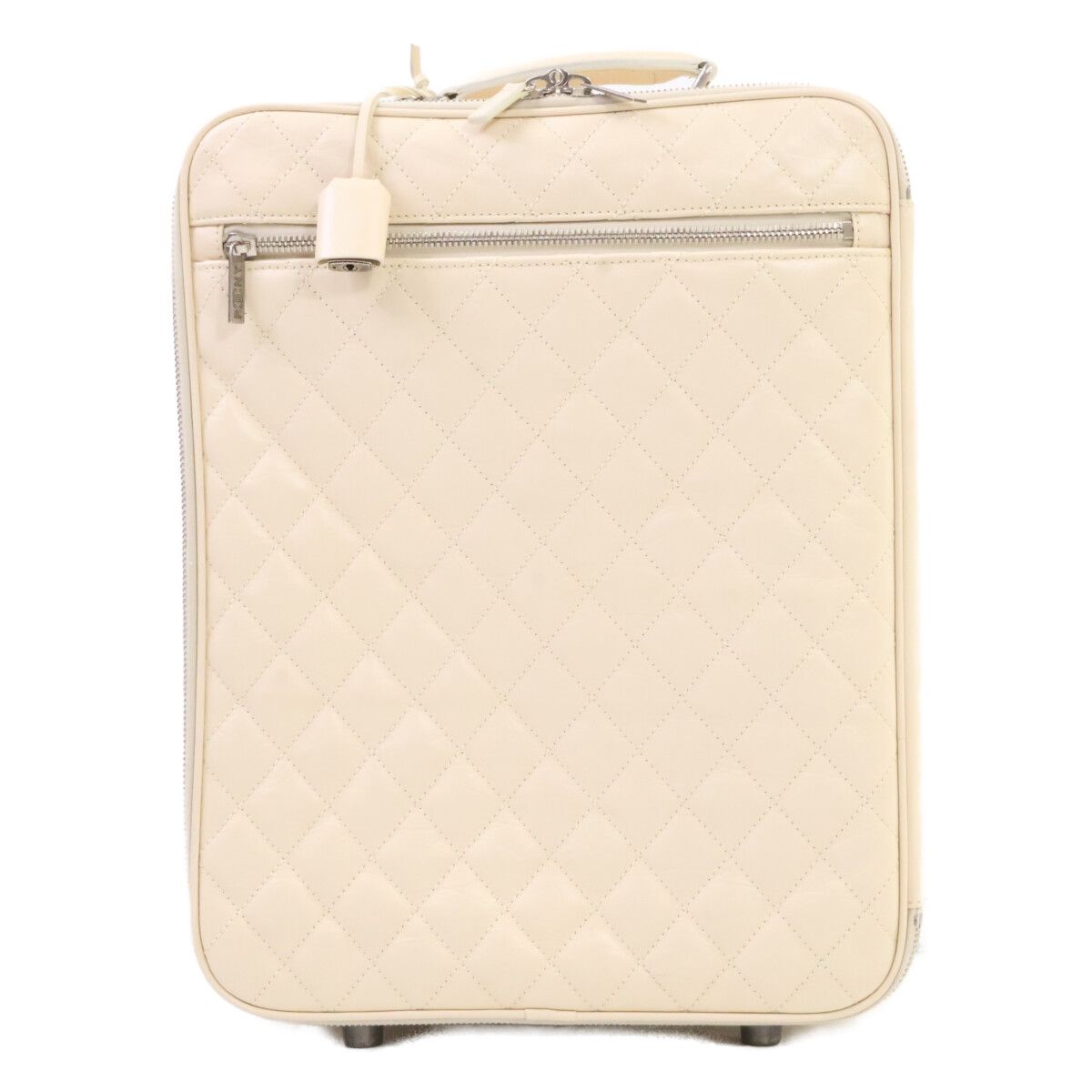 Chanel Vintage Calfskin Beige Quilted Carry Case Travel