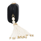 Chanel Vintage Pearl Satin Clutch with Crystal Tassel — view 2