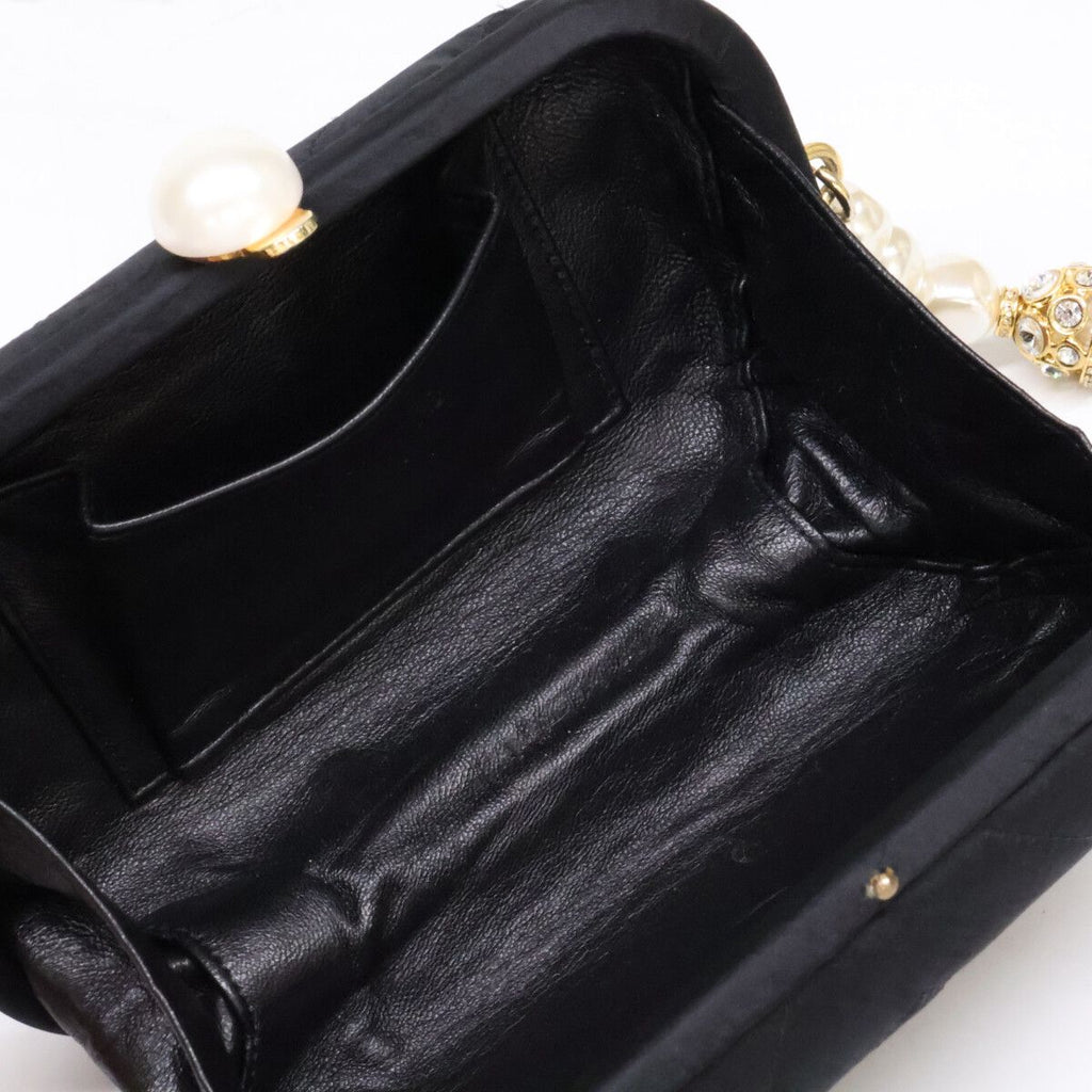 Chanel Vintage Pearl Satin Clutch with Crystal Tassel — view 7