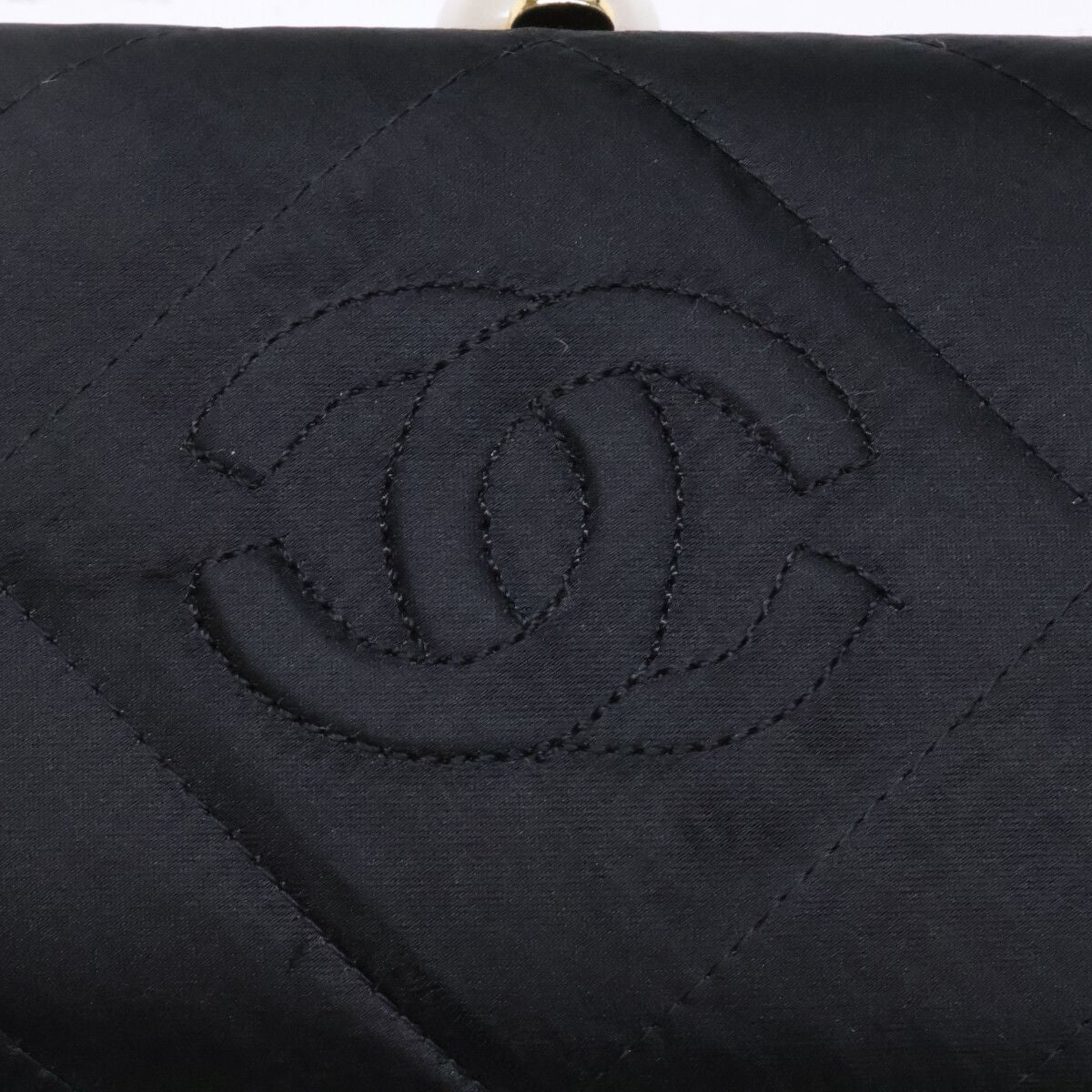 Chanel Vintage Pearl Satin Clutch with Crystal Tassel — view 8