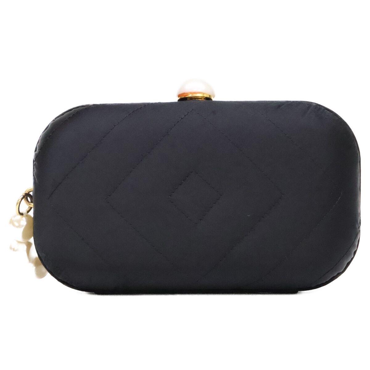 Chanel Vintage Pearl Satin Clutch with Crystal Tassel — view 3