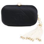 Chanel Vintage Pearl Satin Clutch with Crystal Tassel