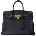 Hermes Noir Togo Gold Birkin 35 Handbag