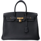 Hermes Noir Togo Gold Birkin 35 Handbag