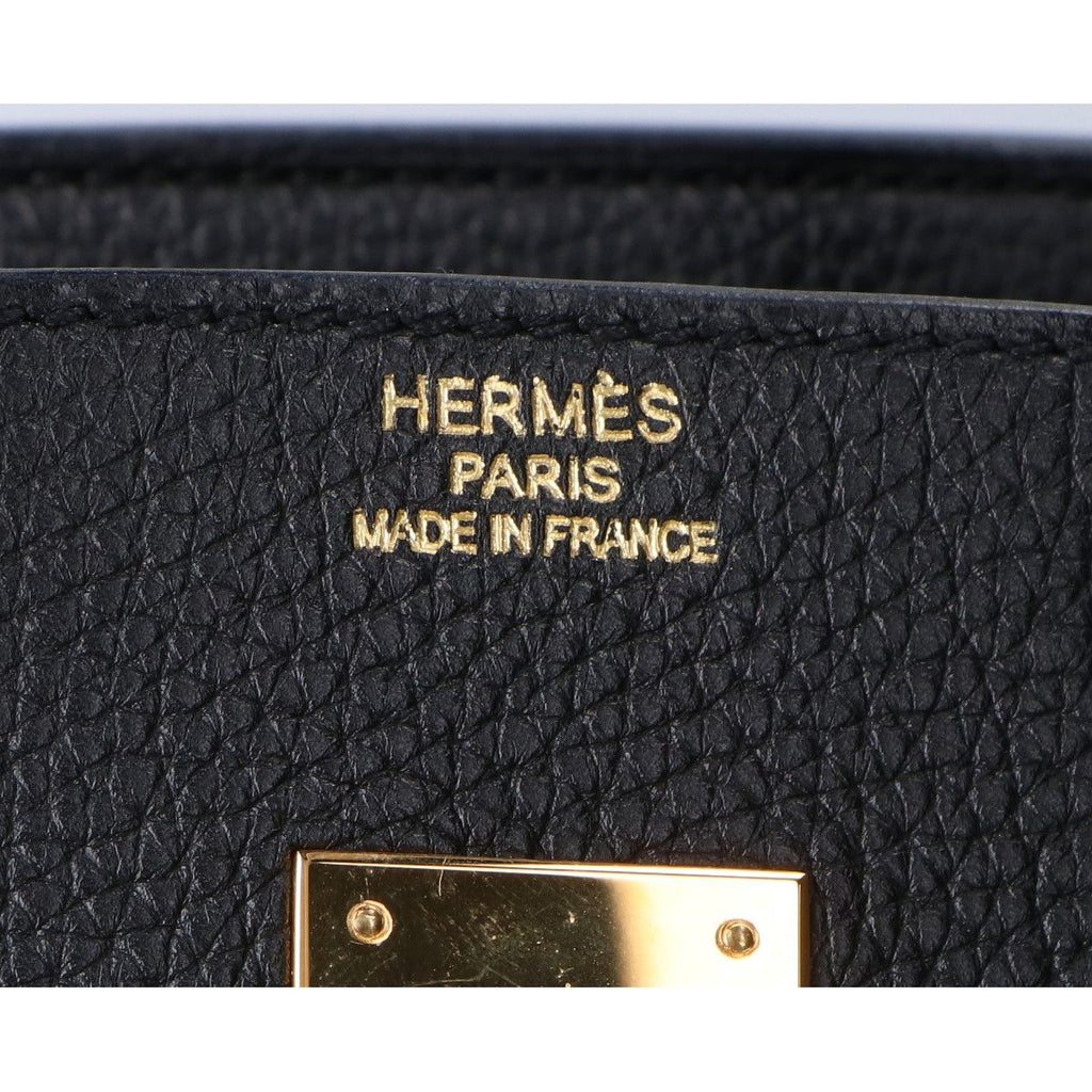 Hermes Noir Togo Gold Birkin 35 Handbag — view 7