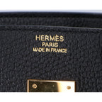 Hermes Noir Togo Gold Birkin 35 Handbag — view 7