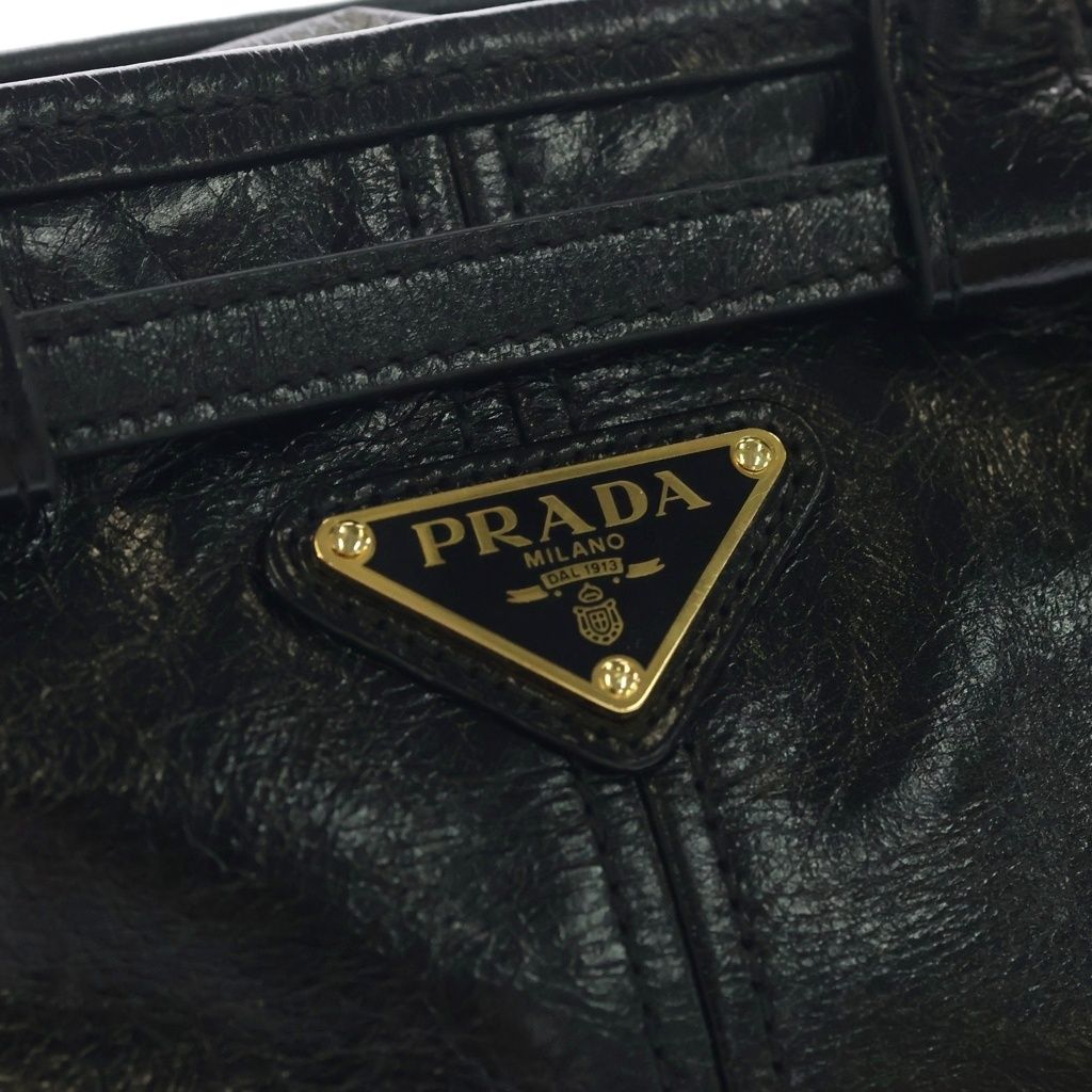 Prada Pony Mini Leather Shoulder Back Black Handbag — view 7