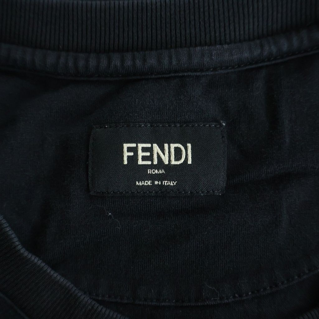 Fendi Logo Print Crew Neck Short Sleeve T-Shirt Black — view 7