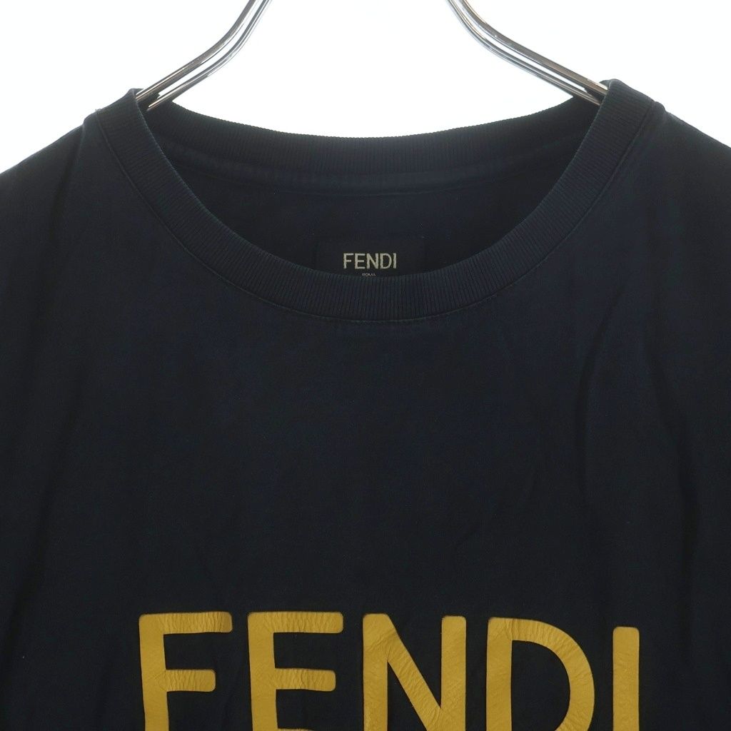 Fendi Logo Print Crew Neck Short Sleeve T-Shirt Black — view 3