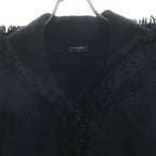 Chanel Boutique Vintage Hoodie CC Logo Button Keyhole Cardigan Fringe Jacket — view 3