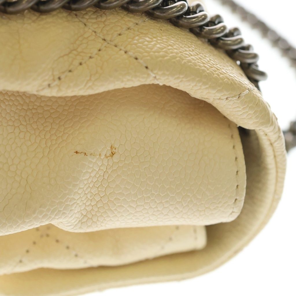 Chanel Quilted in the Mix Chain Shoulder Bag Beige Caviar Leather — view 6