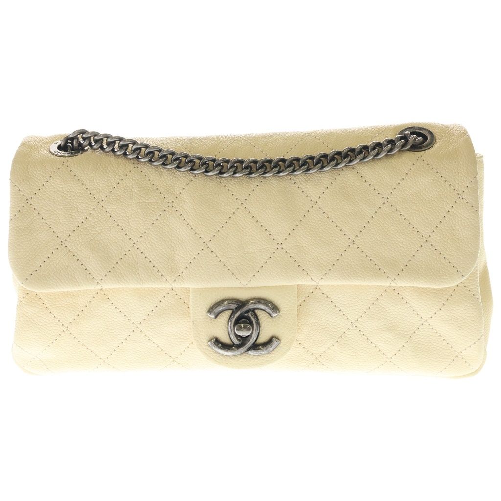 Chanel Quilted in the Mix Chain Shoulder Bag Beige Caviar Leather