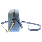 Gucci Marmont Quilted Flower Embroidery Small Shoulder Bag Indigo Blue Denim — view 3